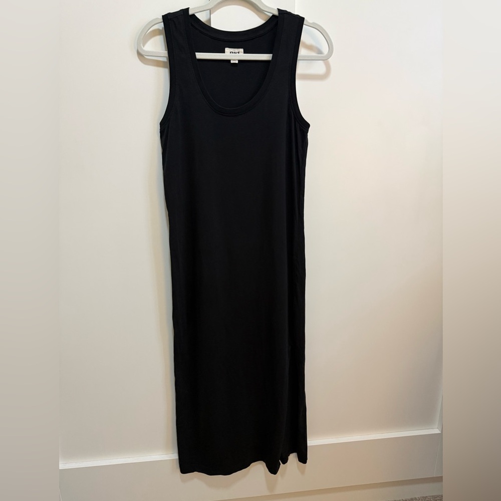 Pact Softspun Midi Tank Dress Black Organic Cotton Everyday Sleeveless - Picture 3 of 6
